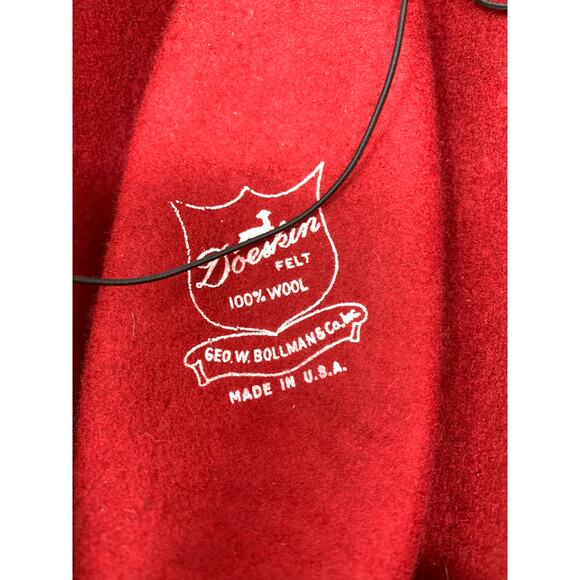 Vintage Red Doeskin Wool Hat Womens Geo W Bollman Bow Mid Century Holiday - Picture 8 of 9